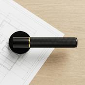Paris Matt Black and Gold Knurled Door Handle Set image