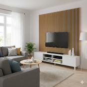 Classic Oak Slat Acoustic Wall Panelling — Black Felt, 2400 x 600mm