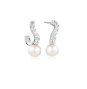 EARRINGS PONZA CREOLO - WITH FRESHWATER PEARL AND WHITE ZIRKONIA