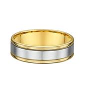 6mm Two Tone Gents White Gold Centre &amp; Yellow Gold Edge Wedding Band In 18ct Gold - W