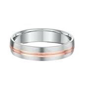 5mm Rose &amp; White Gold Gents Wedding Band In 18ct Gold - T image