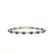 18ct White Gold Emerald and Natural Diamond Tennis Bracelet