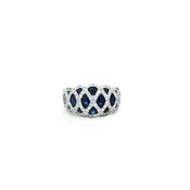 2.19ct Sapphire &amp; 0.84ct Natural Diamond Lattice Cocktail Ring in 18ct White Gold