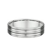 6mm 5 Row Satin &amp; Polished Gents Fancy Wedding Band In 18ct White Gold - S image