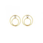 0.02 Natural Diamond Double Circle Earring in 18ct White &amp; Yellow Gold image