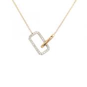 0.07ct Natural Diamond Set Rectangle &amp; Oval Interlink Pendant in 9ct Yellow Gold image