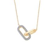0.08ct Natural Diamond Set Oval Interlink Pendant in 9ct Gold image