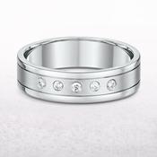 0.33ct Brilliant Cut Natural Diamond Set Matt Centre &amp; Satin Edges Wedding Band In 18ct White Gold - L