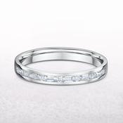 0.37ct Baguette &amp; Princess Cut Natural Diamond Wedding Band In 18ct White Gold - L