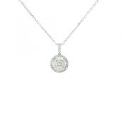 0.42ct F VS Natural Diamond Halo Multistone Pendant in 18ct White Gold