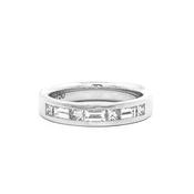 0.42ct Fvs 7 Stone Princess &amp; Baquette Channel Set Natural Diamond Wedding Band In 18ct White Gold - J