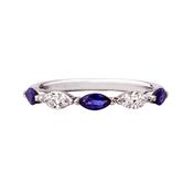 0.48ct Marquise Sapphire &amp; Natural Marquise Diamond 0.26ct Dress Ring in 18ct White Gold - M image