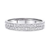 0.54ct 3.5mm 2 Row Grain Set Natural Diamond Wedding Band In 18ct White Gold - J image