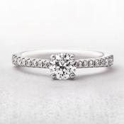 0.54ct D Si1 Certified Round Solitaire Natural Diamond with Diamond Shoulders set in 18ct White Gold