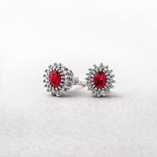 0.56ct Ruby &amp; 0.17ct Natural Diamond Cluster Stud Earrings in 18ct White Gold image
