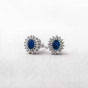 0.56ct Sapphire &amp; 0.17ct Diamond Cluster Stud Earrings in 18ct White Gold