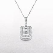 0.57ct Natural Diamond Art Deco Style Pendant in 18ct White Gold image