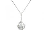 0.57ct Natural Diamond Multi Stone Pear Drop Pendant in 18ct White Gold