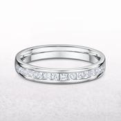 0.57ct Princess-Cut Channel Set Natural Diamond Wedding Band In 18ct White Gold - K