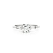 0.60ct F vs Round Brilliant Cut Natural Diamond Solitaire with Baguette Sides in Platinum image