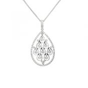 0.60ct Natural Diamond Pear Shape Drop Chandelier Pendant in 18ct White Gold
