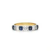 0.60ct Sapphire &amp; Natural Diamond 0.35ct Eternity Ring in 18ct Yellow Gold