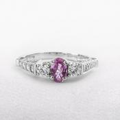0.61ct Pink Sapphire and 0.73ct Natural Diamond Dress Ring in 18ct White Gold image