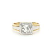 0.62ct J VS1 Two Tone Original Art Deco Square Setting with Natural Diamond Solitaire in 14ct Gold image