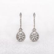 0.63ct Natural Diamond Drop Hoop Earrings in 18ct White Gold