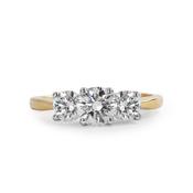 0.65ct E VS2 Three Stone Natural Diamond Ring in 18ct Yellow Gold image