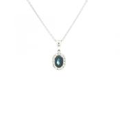0.65ct Sapphire &amp; 0.15 Natural Diamond Cluster Pendant in 18ct White Gold image