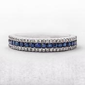 0.65ct White Gold Sapphire &amp; Diamond Dress Ring - K