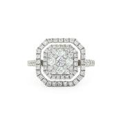 0.68ct Natural Diamond Round Cut Cluater Halo Ring Set in 18ct White Gold