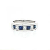 0.70ct Princess-Cut Sapphire &amp; Natural Diamond 0.42ct Dress Ring in 18ct White Gold
