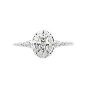 0.75ct Oval Cluster Solitaire Ring With Diamond Shoulders Set In 18ct White Gold - M image