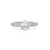 0.78ct D VS2 GIA Certified Oval Solitaire With Princess Cut Shoulders Platinum Engagement Ring image
