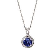 0.81ct Sapphire &amp; 0.26ct Natural Diamond Curving Multistone Pendant in 18ct White Gold image