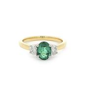 0.82ct Lagoon Tourmaline &amp;0.34ct Natural Oval Diamond in 18ct Yellow Gold