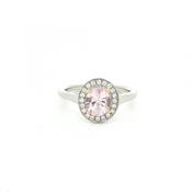 0.86ct Morganite &amp; 0.15ct Natural Diamond Halo Ring in Platinum image