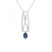 0.89ct Sapphire &amp; 0.34ct Natural Diamond Drop Pendant in 18ct White Gold image