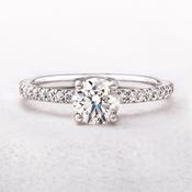 0.92ct G vs1 GIA Certified Round Solitaire With Diamond Shoulders 18ct White Gold Engagement Ring