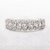 0.93ct Natural Diamond Nine Stone Round Cut Halo Ring Set In 18ct White Gold - L
