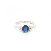 0.93ct Sapphire &amp; 0.30ct Natural Diamond Ring in 18ct White Gold