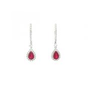 0.95ct Ruby and 0.50ct Natural Diamond Pear Drop Earring in 18ct White Gold image