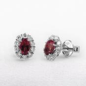 0.97ct Oval Ruby &amp; 0.68ct Natural Diamond Stud Earrings in 18ct White Gold image