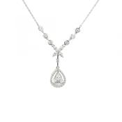 0.97ct Pear Shaped Diamond Drop Pendant in 18ct White Gold Chain