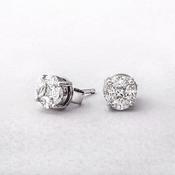 0.Natural Diamond 6.3mm Round Invisible Set Stud Earrings in 18ct White Gold