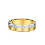 Ladies Two Tone Satin &amp; Matt Finish Channel Set Natural Diamond Wedding Band In 18ct Yellow Gold - L image