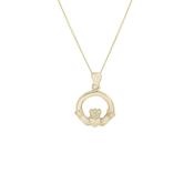 10ct Yellow Gold Gold Claddagh Pendant &amp; Chain