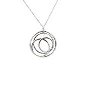 0.04cy Natural Diamond Intertwined Circle Set Pendant in 9ct White Gold